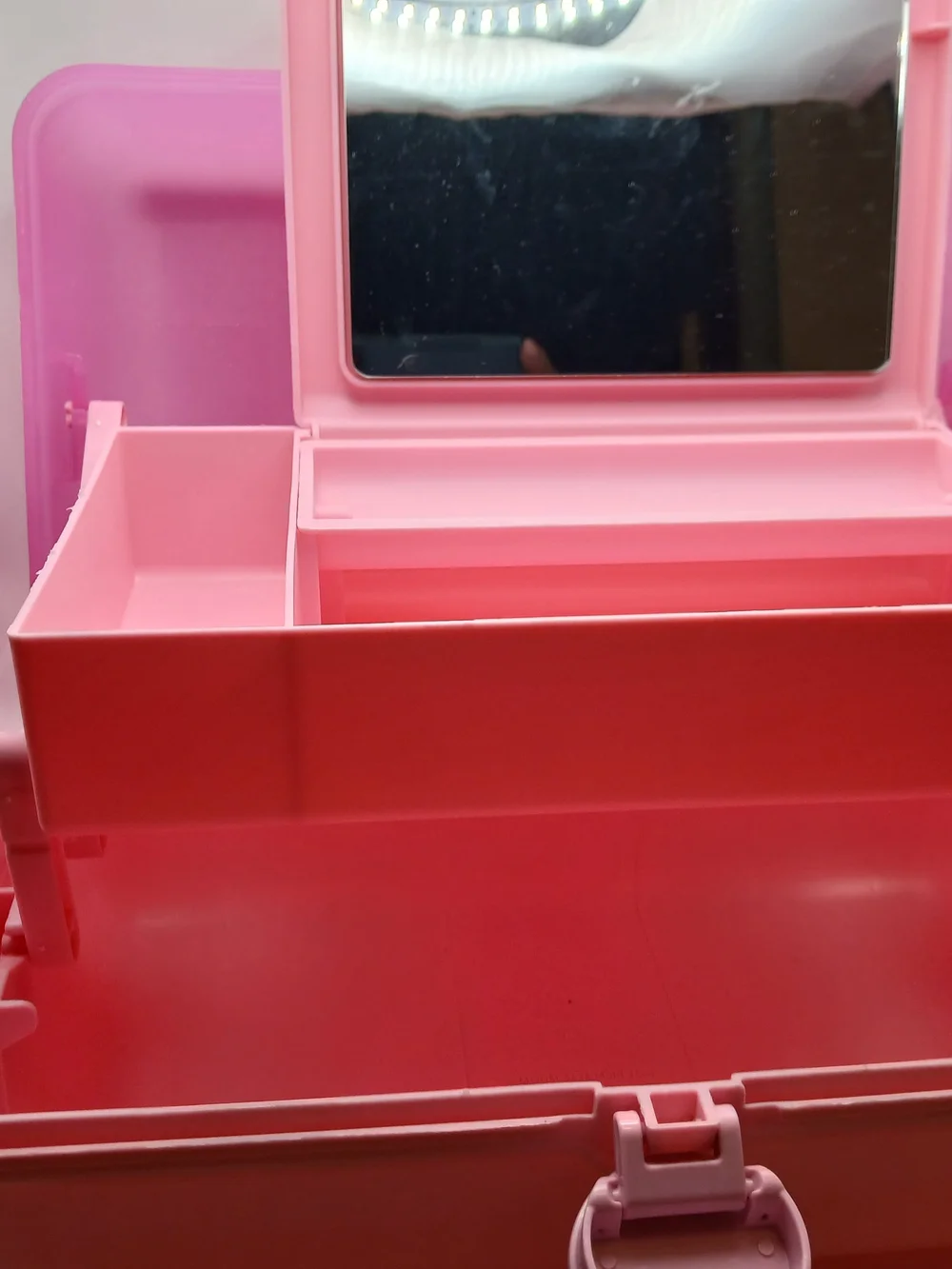 Caboodles Pink Makeup Case Cosmetic Organizer Train Case Mirror Tray Storage Box